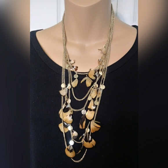 BKE Jewelry - 5/$25 NWT BKE Gold/Feather Multi- Strand Necklace